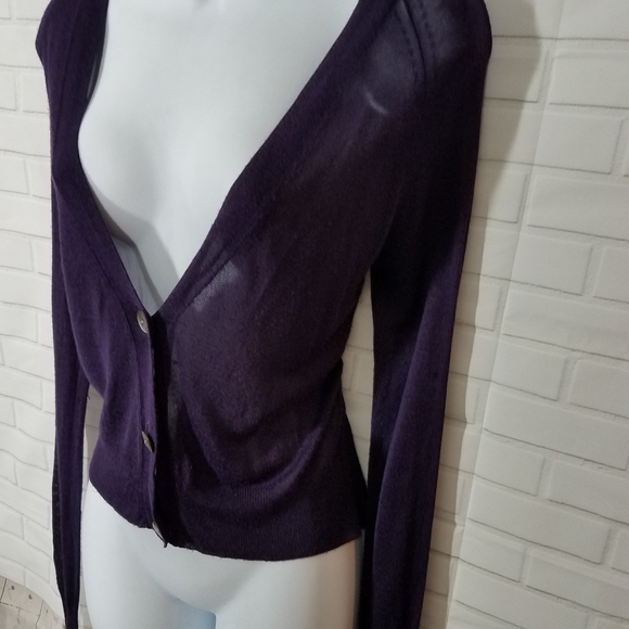 GAP Purple Sheer Button Down Cardigan - Picture 4 of 13